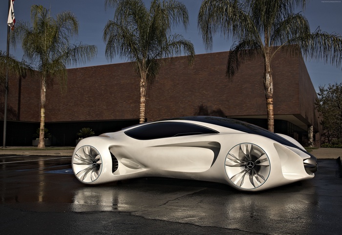 Mercedes-Benz Biome concept car on wet pavement