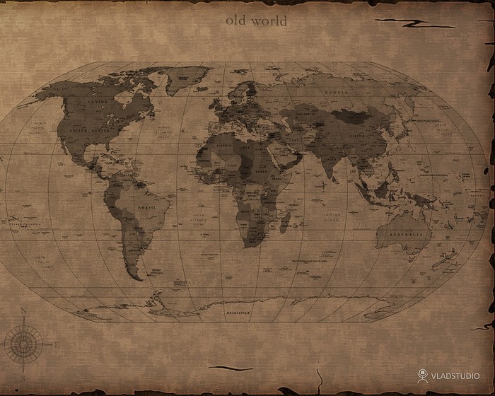 Old World Map Drawing