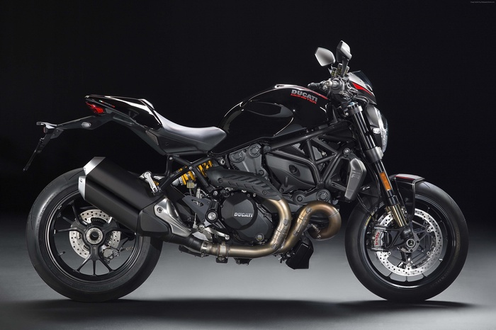 Black Ducati Monster 1200R motorcycle