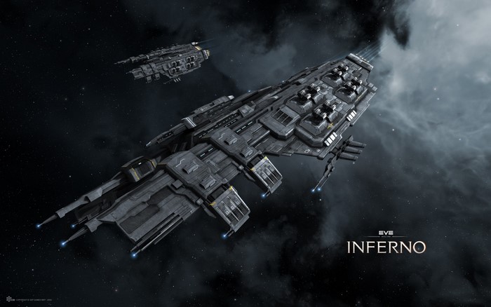 Two EVE Online spaceships in outer space