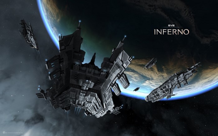 EVE Online Inferno Space Station and Spaceships