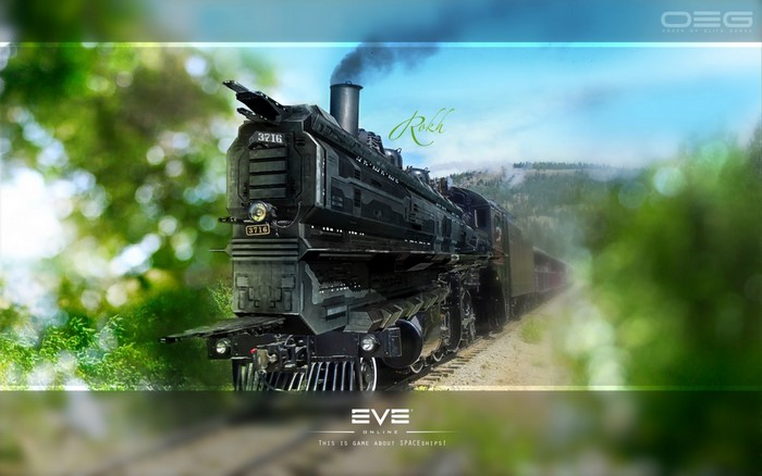 Rokh from EVE Online on a Train Track