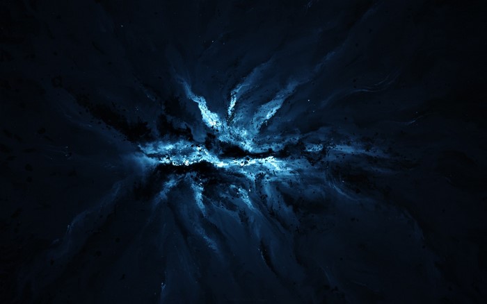 Abstract blue nebula in dark space