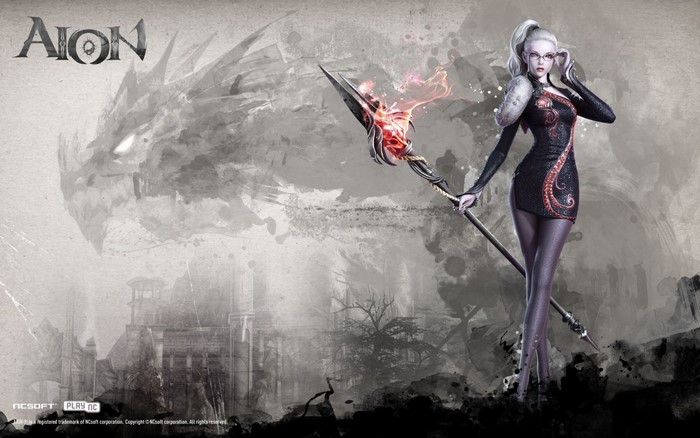 Aion video game screenshot with female chanter