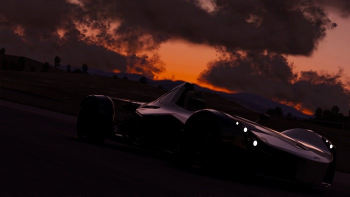 BAC Mono sports car at sunset