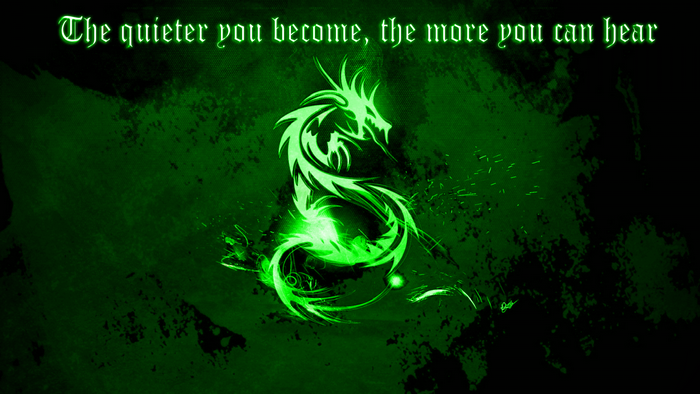 Green dragon illustration with quote