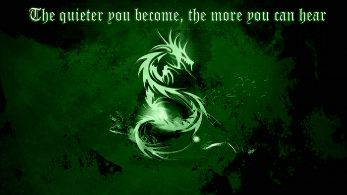 Green dragon illustration with quote