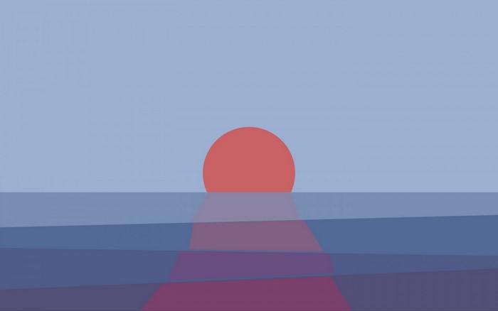Minimalist sunset over the sea with reflection