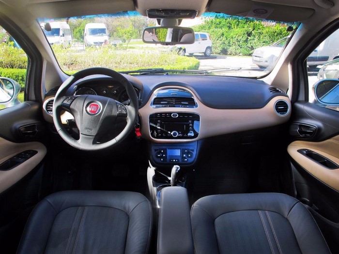 Interior of a Fiat car with dashboard and seats