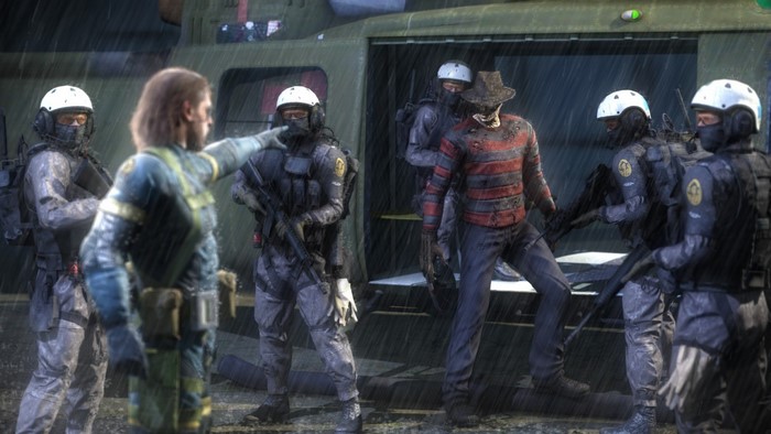 Freddy Krueger and soldiers in Metal Gear Solid V