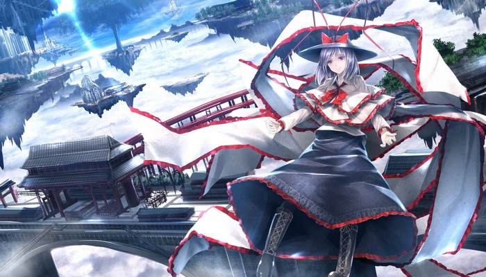 Nagae Iku from Touhou with floating islands