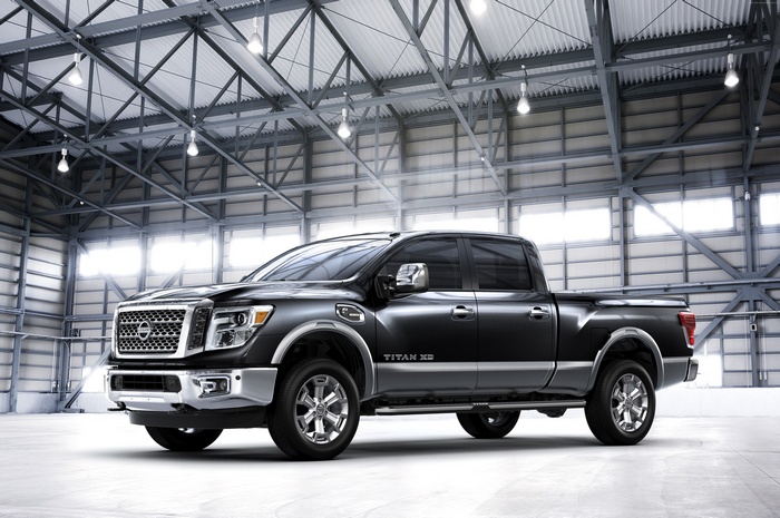 Black Nissan Titan XD Crew Cab Pickup Truck