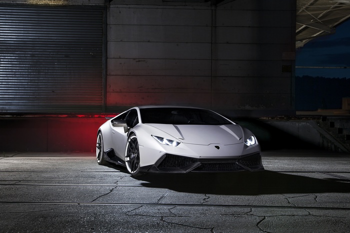 White Lamborghini Huracan LP610-4 parked outdoors