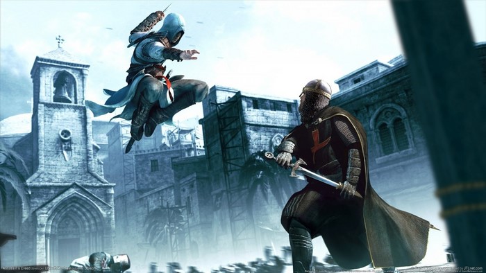 Assassin's Creed Altair fighting a Templar Knight