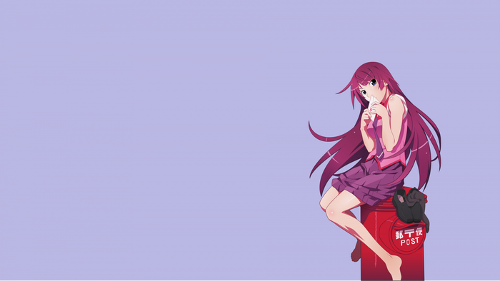 Senjougahara Hitagi from Monogatari Series sitting on a post box