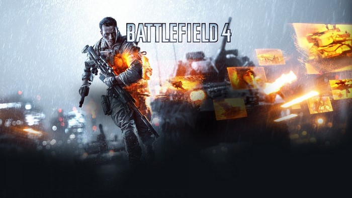 Battlefield 4 soldier with tank and explosions
