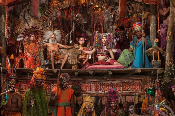 Group of people in elaborate costumes and masks