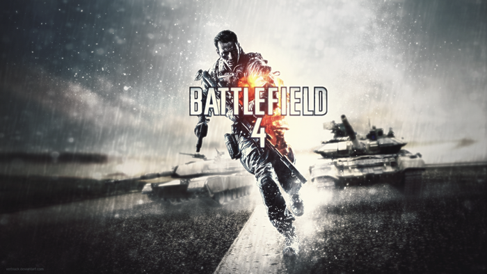 Battlefield 4 soldier with tanks in rain