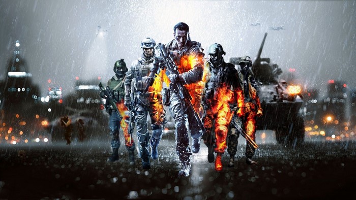 Battlefield 4 soldiers running in the rain