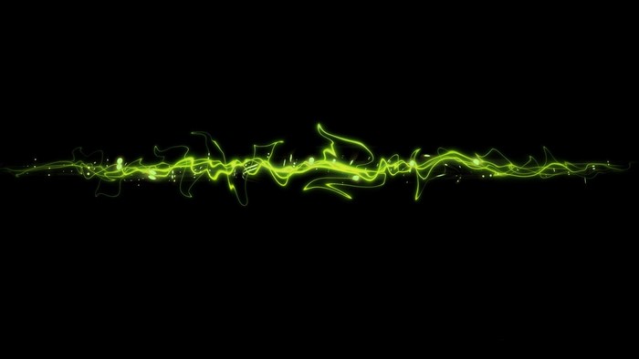 Green glowing energy lines on black background