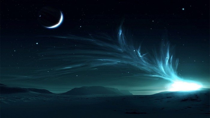 Alien Aurora over a Lunar Landscape