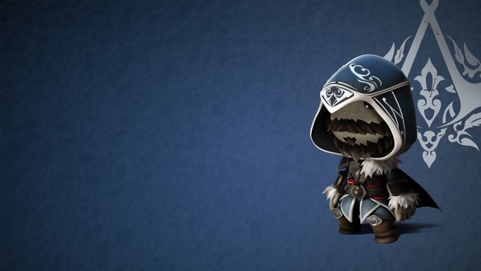 Chibi Assassin's Creed character with Assassin's Creed logo