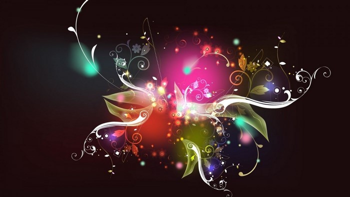Abstract colorful floral illustration with glowing lights