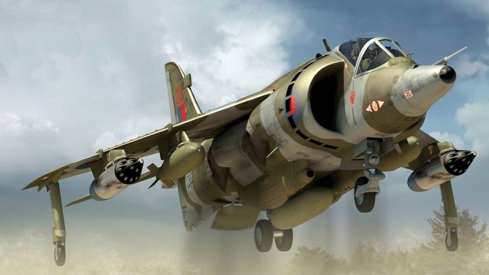 AV-8B Harrier II jet aircraft in flight