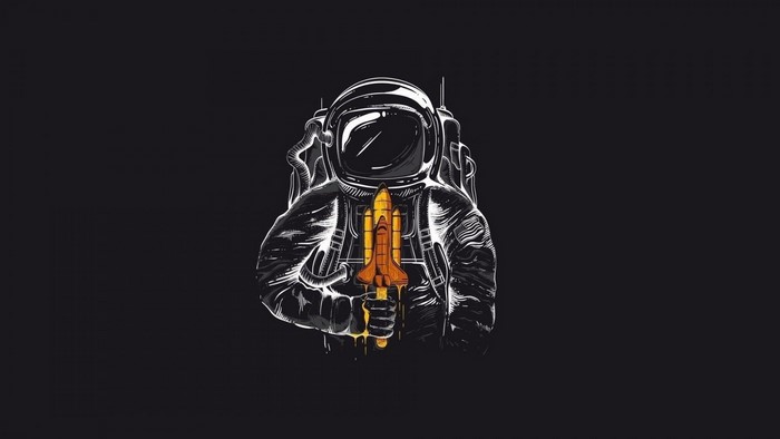 Astronaut holding a melting space shuttle