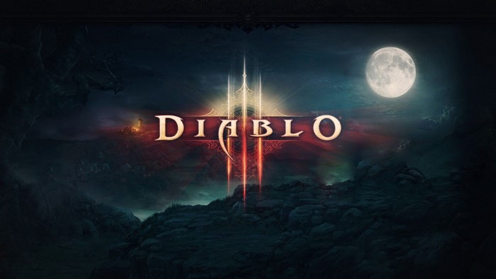 Diablo III logo with moon and landscape