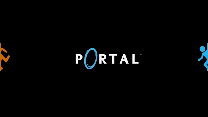 Portal game logo with orange and blue figures