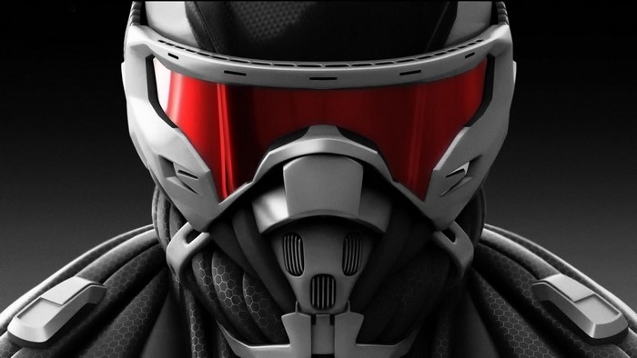 Close-up of a futuristic helmet from Crysis