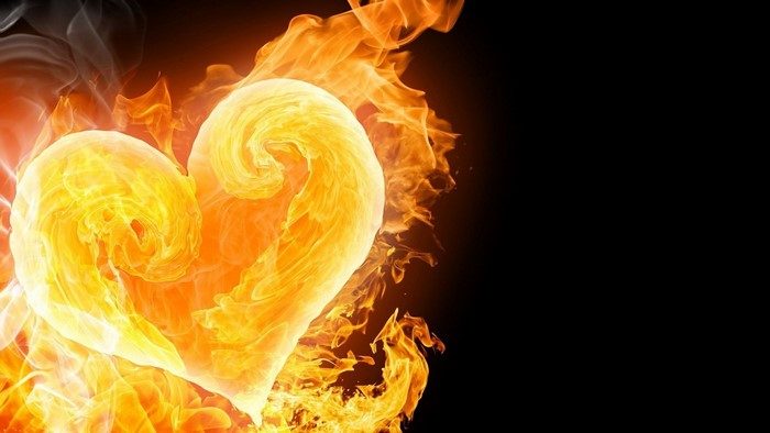 Fiery Heart Digital Art with Flames