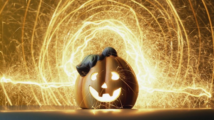 Jack-o'-lantern with sparklers