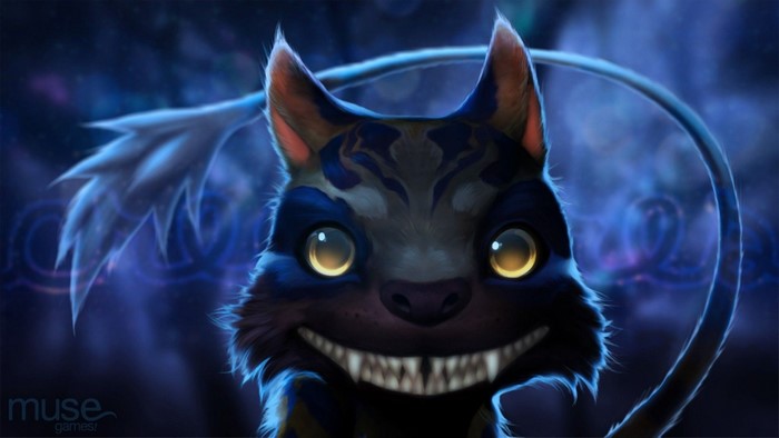 Cheshire Cat illustration with blue background