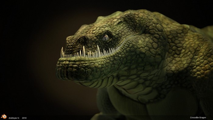 Crocodile-Dragon creature render