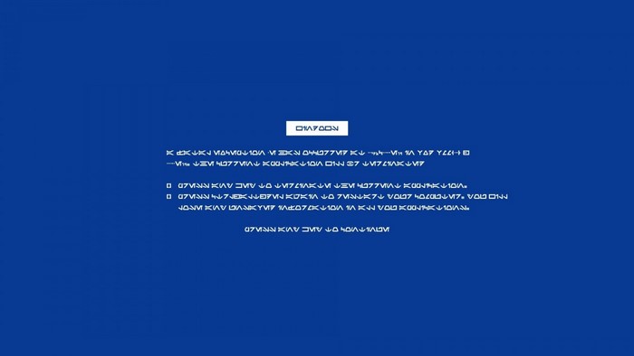 Star Wars Aurebesh text on blue background