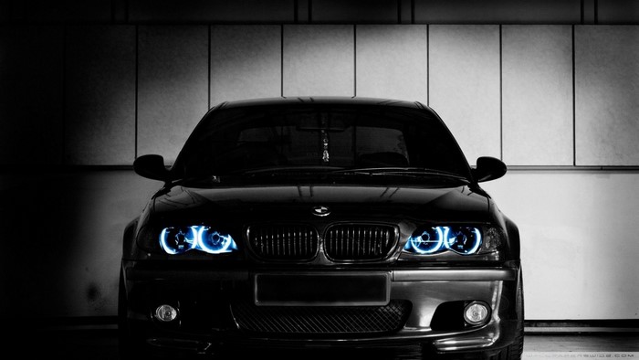 Black BMW E46 M3 Coupe with Blue Angel Eyes