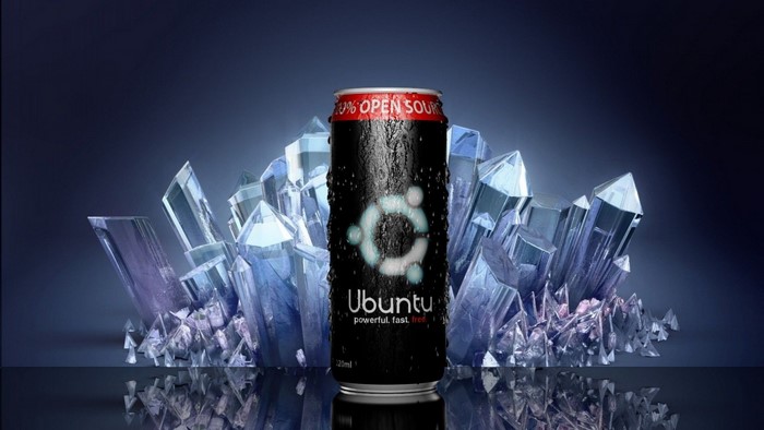Ubuntu energy drink can with crystals