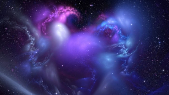 Abstract purple and blue nebula with stars