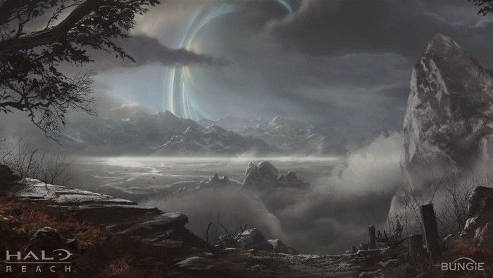 Halo Reach concept art with planet ring