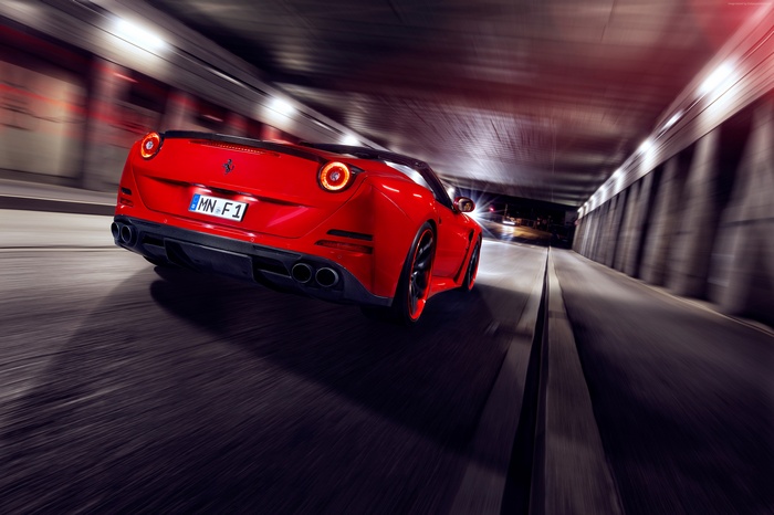 Red Novitec Rosso Ferrari California T N-largo driving in tunnel