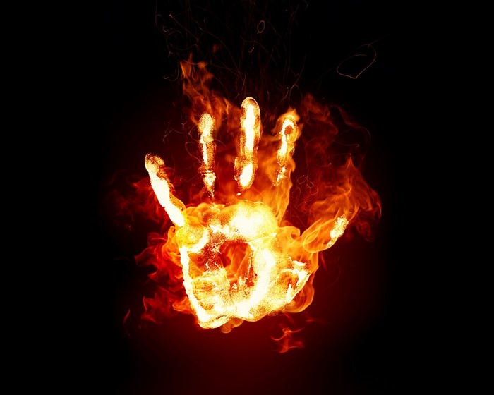Handprint on fire