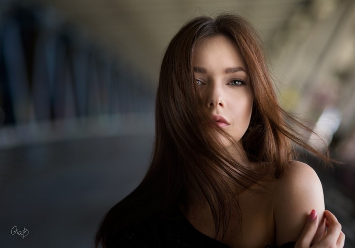 Portrait of a Woman with Long Brown Hair