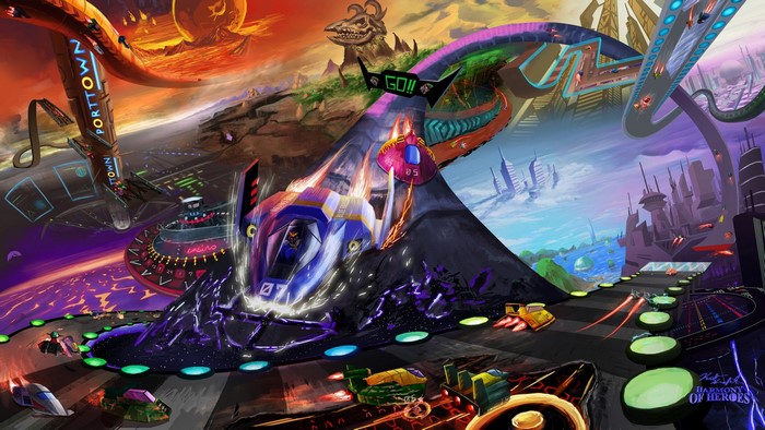 Futuristic racing game with F-Zero style vehicles