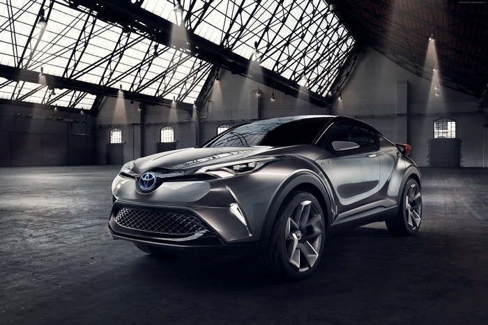 Toyota C-HR concept car in a warehouse