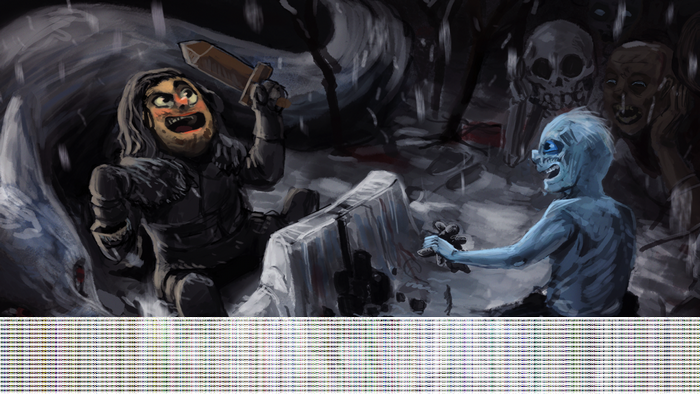 Jon Snow fighting a White Walker from Game of Thrones