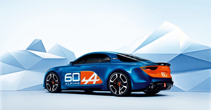 Blue Renault Alpine Celebration concept sports car