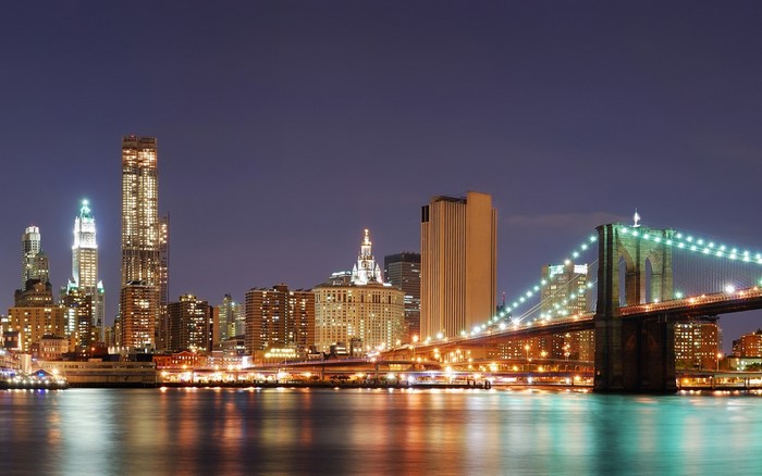 Brooklyn Bridge and New York City Skyline at Night