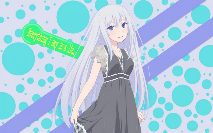 Anime girl with long white hair from Ore no Kanojo to Osananajimi ga Shuraba Sugiru